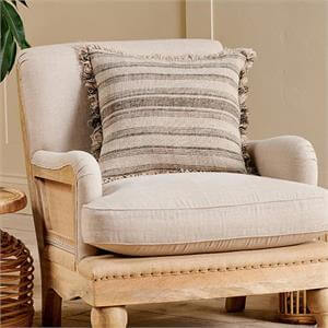 Nkuku Odisha Linen Cushion Cover Charcoal & Natural Square